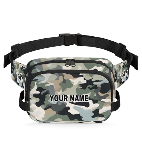 Personalisierte Bauchtasche für Männer und Frauen, wasserdicht, individueller Namen, Reise-Hüfttasche, Brustgürtel, Bauchtasche, Umhängetasche, Geldbörse, Grün, Schwarz, Grau, Camouflage, Grün, von cfpolar