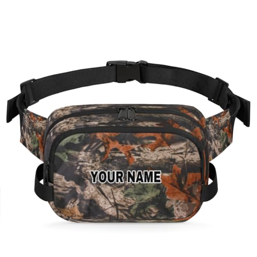 Personalisierte Bauchtasche für Männer und Frauen, wasserdicht, individueller Namen, Reise-Hüfttasche, Brustgürtel, Bauchtasche, Umhängetasche, Geldbörse, Waldbaum, Camouflage, Camouflage, Forest Tree von cfpolar