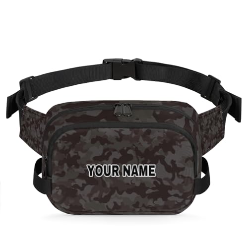 Personalisierte Bauchtasche für Männer und Frauen, wasserdicht, individueller Namen, Reise-Hüfttasche, Brustgürtel, Gürteltasche, Umhängetasche, Geldbörse, schwarzes Camouflage, Camouflage schwarz, von cfpolar