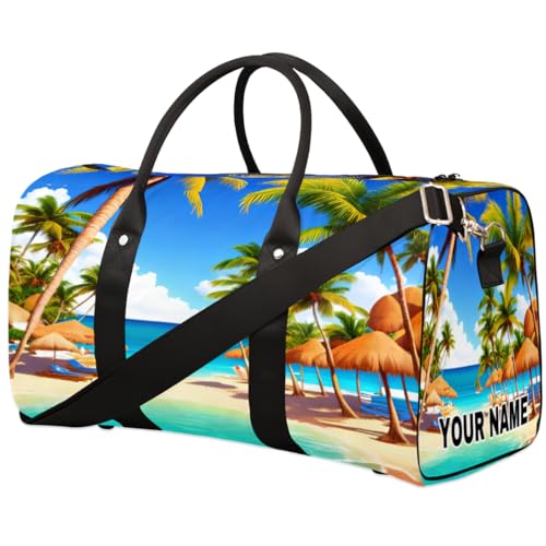 Personalisierte Reisetasche, Sporttasche, Reisetasche, Reisetasche, faltbar, Tanztasche, Wochenendtasche, Übernachtungstasche, Handgepäck, Handtasche für Damen und Herren, Ozean, Sommer, Strand, von cfpolar