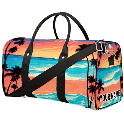 Personalisierte Reisetasche, Sporttasche, Reisetasche, Reisetasche, faltbar, Tanztasche, Wochenendtasche, Übernachtungstasche, Handgepäck, Handtasche für Damen und Herren, Ozean, Strand, von cfpolar