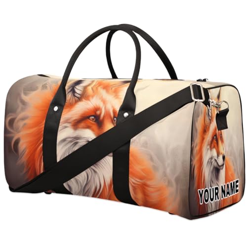 Personalisierte Reisetasche, Sporttasche, Reisetasche, faltbar, Tanztasche, Wochenendtasche, Übernachtungstasche, Handgepäck, Handtasche für Damen und Herren, Aquarell, Tier, Wolf, Aquarell, Tierwolf, von cfpolar