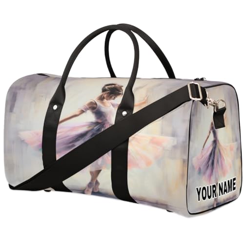 Personalisierte Reisetasche, Sporttasche, Reisetasche, faltbar, Tanztasche, Wochenendtasche, Übernachtungstasche, Handgepäck, Handtasche für Damen und Herren, Ballerina, Tanzen, Malerei, Ballerina von cfpolar