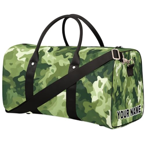 Personalisierte Reisetasche, Sporttasche, Reisetasche, faltbar, Tanztasche, Wochenendtasche, Übernachtungstasche, Handgepäck, Handtasche für Damen und Herren, Camouflage, Grün, Camouflage, Grün, von cfpolar