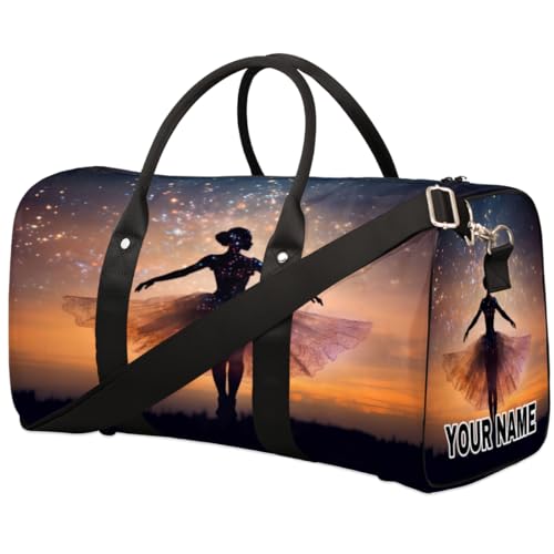 Personalisierte Reisetasche, Sporttasche, Reisetasche, faltbar, Tanztasche, Wochenendtasche, Übernachtungstasche, Handgepäck, Handtasche für Damen und Herren, Galaxie-Ballerina-Tanzen, Galaxy von cfpolar