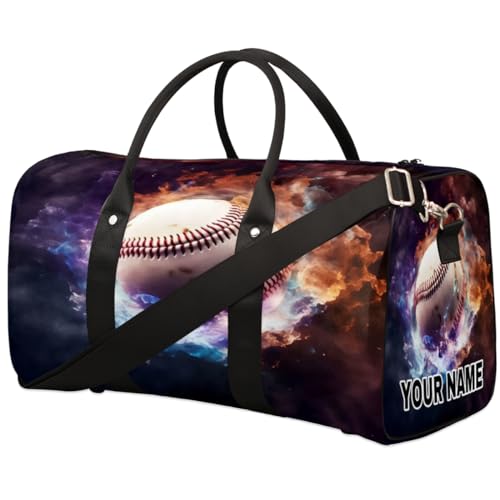 Personalisierte Reisetasche, Sporttasche, Reisetasche, faltbar, Tanztasche, Wochenendtasche, Übernachtungstasche, Handgepäck, Handtasche für Damen und Herren, Sport, Eis, Feuer, Baseball, Sports Ice von cfpolar