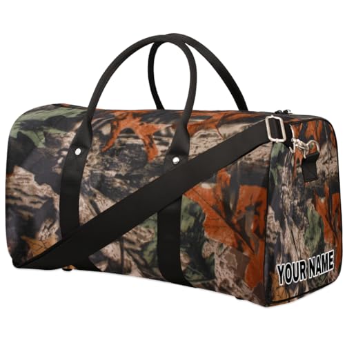 Personalisierte Reisetasche, Sporttasche, Reisetasche, faltbar, Tanztasche, Wochenendtasche, Übernachtungstasche, Handgepäck, Handtasche für Damen und Herren, Waldbaum, Camouflage, Camouflage, Forest von cfpolar