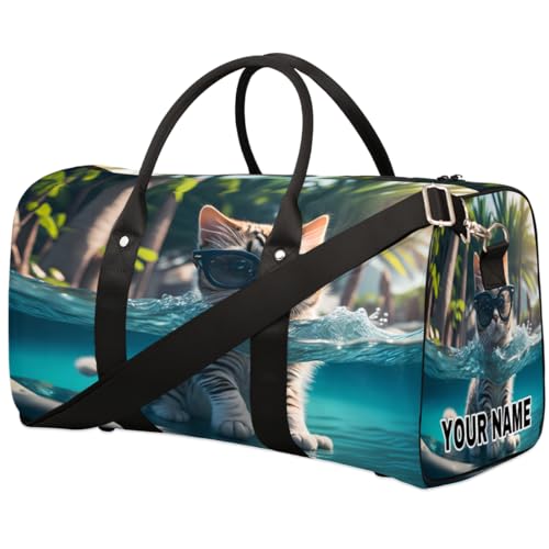 Personalisierte Reisetasche, Sporttasche, Reisetasche, faltbar, Tanztasche, Wochenendtasche, Übernachtungstasche, Handgepäck, Handtasche für Damen und Herren, niedliches Tier, Katzenbaum, Niedlicher von cfpolar