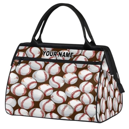 Personalisierte Reisetasche für Damen und Herren, personalisierbar, wasserdicht, Sporttasche, Sporttasche, Wochenendtasche, Übernachtungstasche, Tragetasche, Sport-Baseball-Muster, von cfpolar