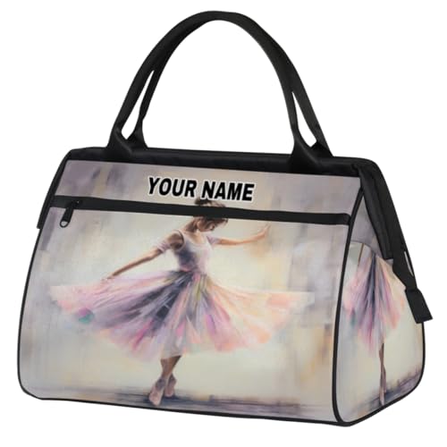 Personalisierte Reisetasche für Damen und Herren, personalisierbar, wasserdicht, Sporttasche, Wochenendtasche, Übernachtungstasche, Handgepäcktasche, Ballerina, Tanzen, Malerei, Ballerina tanzende von cfpolar