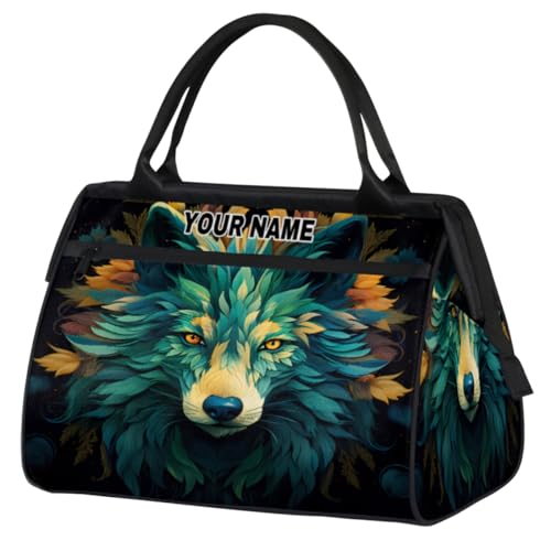 Personalisierte Reisetasche für Damen und Herren, personalisierbar, wasserdicht, Sporttasche, Wochenendtasche, Übernachtungstasche, Handgepäcktasche, Cool Wolf Paingting, Cool Wolf Paingting, von cfpolar