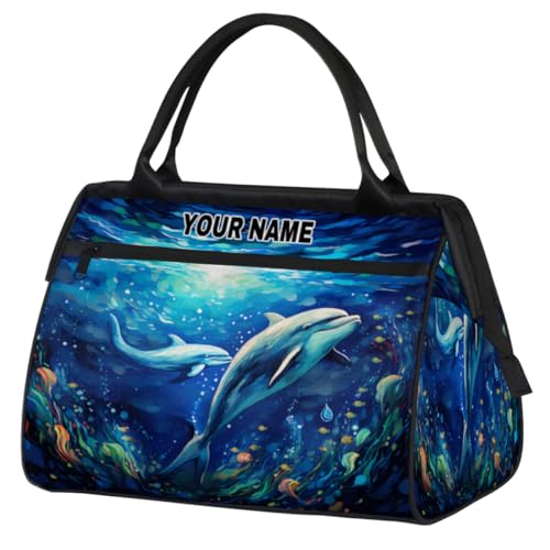 Personalisierte Reisetasche für Damen und Herren, personalisierbar, wasserdicht, Sporttasche, Wochenendtasche, Übernachtungstasche, Handgepäcktasche, Ozean, Benthic Delphin, Ocean Benthic Delphin, von cfpolar