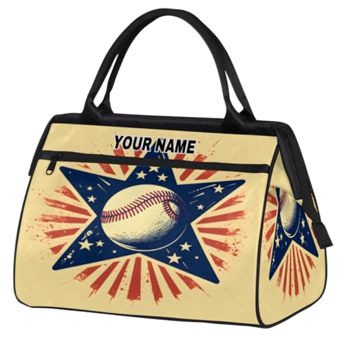 Personalisierte Reisetasche für Damen und Herren, personalisierbar, wasserdicht, Sporttasche, Wochenendtasche, Übernachtungstasche, Handgepäcktasche, Vintage, Sport, Baseball, Sterne, Vintage Sports von cfpolar