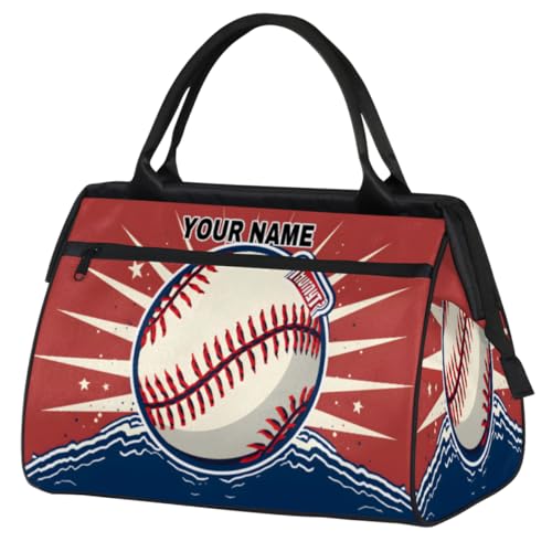 Personalisierte Reisetasche für Damen und Herren, personalisierbar, wasserdicht, Sporttasche, Wochenendtasche, Übernachtungstasche, Handgepäcktasche, Vintage, Sport, Baseball, Vintage Sport-Baseball, von cfpolar