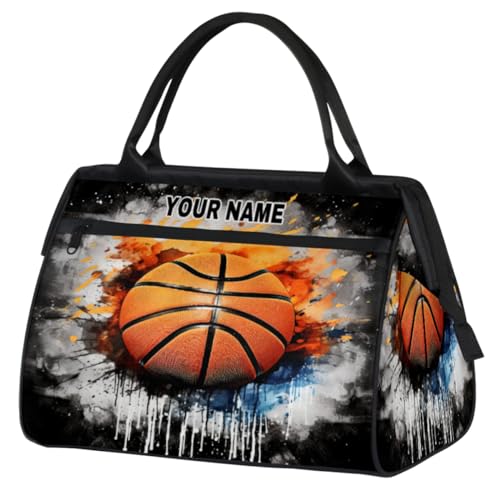 Personalisierte Reisetasche für Damen und Herren, personalisierbar, wasserdicht, Sporttasche, Wochenendtasche, Übernachtungstasche, Handgepäcktasche, abstrakter Sport-Basketball, Abstrakter von cfpolar