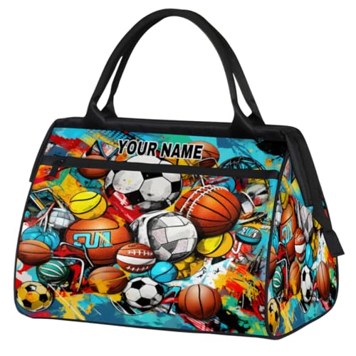 Personalisierte Reisetasche für Damen und Herren, personalisierbar, wasserdicht, Sporttasche, Wochenendtasche, Übernachtungstasche, Tragetasche, Batikdesign, Sport, Fußball, Basketball, von cfpolar