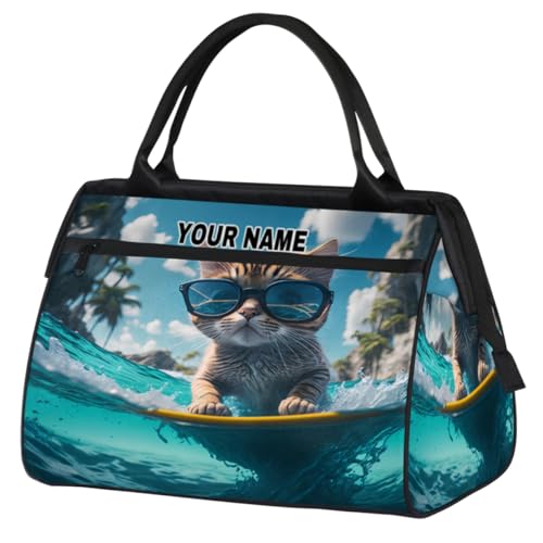 Personalisierte Reisetasche für Damen und Herren, personalisierbar, wasserdicht, Sporttasche, Wochenendtasche, Übernachtungstasche, Tragetasche, Tier, Kuh, Blumen, Kopfbedeckung, Muster 15, von cfpolar