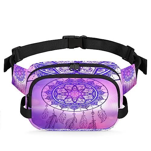 Pink Dreamcatcher Bauchtasche für Männer Frauen, wasserdichte Reise Quadratische Hüfttasche Pack, Crossbody Brustgurt Bauchschlinge Schultertasche Geldbörse für Reisen Wandern Radfahren Laufen, von cfpolar