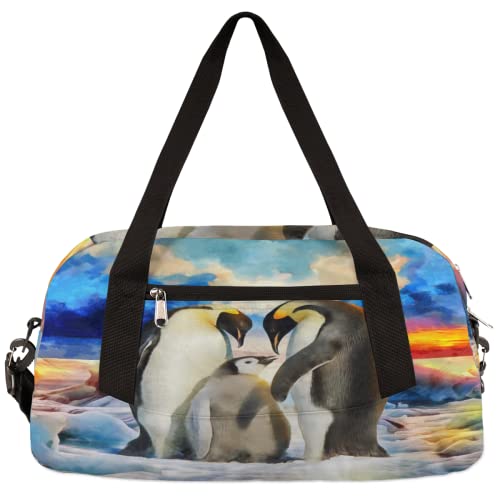 Polar Lights Pinguin Kinder Duffle Bag Mädchen Tanztasche Leicht Wasserabweisend Faltbar Sport Gym Bag Weekender Übernachtung Übernachtung Handgepäck Reisetasche für Jungen Mädchen von cfpolar