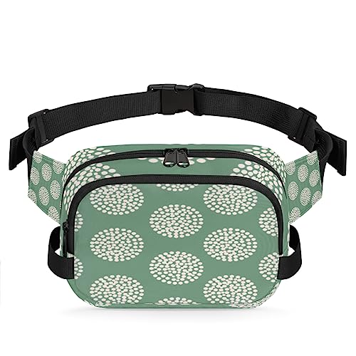 Polka Dots Flower Fanny Pack for Men Women, Fashionable Crossbody Belt Bags Square Waist Pack with Adjustable Strap for Travel Hiking Workout Cycling Running von cfpolar