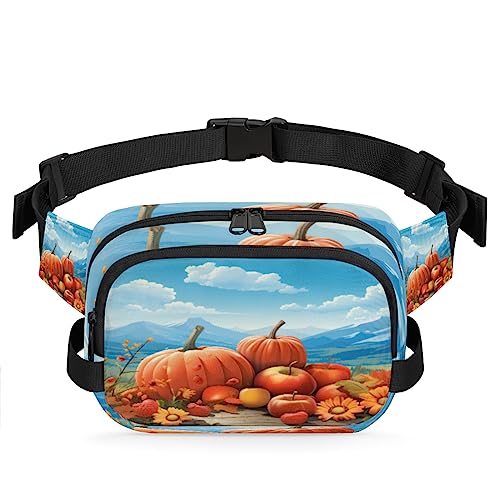 Pumpkin Apples Autumn Fanny Pack for Men Women, Fashionable Crossbody Belt Bags Square Waist Pack with Adjustable Strap for Travel Hiking Workout Cycling Running von cfpolar