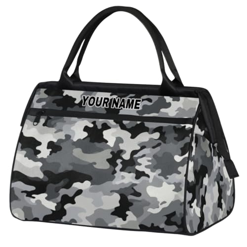 Reisetasche für Damen und Herren, personalisierbar, wasserdicht, Sporttasche, Wochenendtasche, Übernachtungstasche, Handgepäcktasche, Armee-Grau, Camouflage, Armeegraue Tarnfarbe, 15.2*8.3*11.6 in von cfpolar