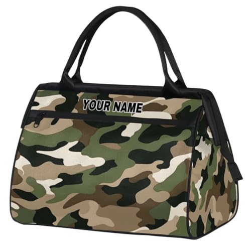 Reisetasche für Damen und Herren, personalisierbar, wasserdicht, Sporttasche, Wochenendtasche, Übernachtungstasche, Handgepäcktasche, Grün, Schwarz, Braun, Camouflage, Grün, Schwarz, Braun, von cfpolar