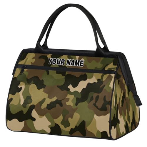 Reisetasche für Damen und Herren, personalisierbar, wasserdicht, Sporttasche, Wochenendtasche, Übernachtungstasche, Handgepäcktasche, Grün/Schwarz, Camouflage-Muster, Tarnmuster, Grün, Schwarz, von cfpolar