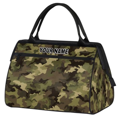 Reisetasche für Damen und Herren, personalisierbar, wasserdicht, Sporttasche, Wochenendtasche, Übernachtungstasche, Handgepäcktasche, grünes Camouflage-Muster, Grünes Camouflage-Muster, 15.2*8.3*11.6 von cfpolar