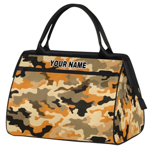 Reisetasche für Damen und Herren, personalisierbar, wasserdicht, Sporttasche, Wochenendtasche, Übernachtungstasche, Tragetasche, Camouflage, Orange, Camouflage, Orange, Camouflage, 15.2*8.3*11.6 in von cfpolar