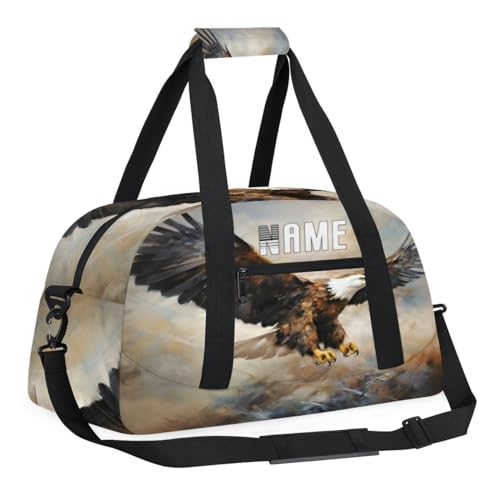 Reisetasche für Kinder, Motiv: Adler, Tier, Aquarell, personalisierbar, Wochenendtasche, Reisetasche, Reisetasche für Teenager, Jungen, Fitnessstudio, Fußball, Handgepäck, Maletas, Para Niños, von cfpolar