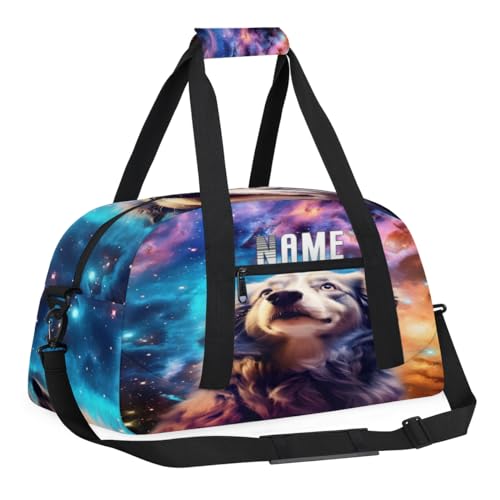 Reisetasche für Kinder, Motiv: Galaxie-Hund, Tierdruck, personalisierbar, Wochenend-Reisetasche, Reisetasche für Teenager, Jungen, Fitnessstudio, Fußball, Handgepäck, Maletas, Para Niños, individuelle von cfpolar