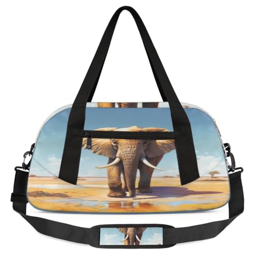 Reisetasche für Kinder, Motiv: afrikanischer Elefant, leicht, wasserabweisend, faltbar, Sporttasche, Wochenender, Übernachtung, Handgepäcktasche für Schule, Praxis, Reisen, Jungen und Mädchen, von cfpolar