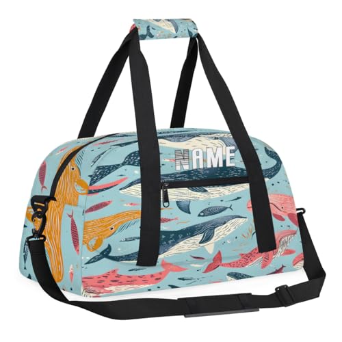 Reisetasche für Kinder, Retro-Stil, Wal-Ozean, Sommer, personalisierbar, Wochenend-Reisetasche, Reisetasche für Teenager, Jungen, Fitnessstudio, Fußball, Handgepäck, Maletas, Para Niños, individuelle von cfpolar