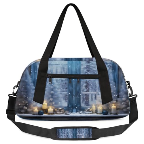 Reisetasche für Kinder, Weihnachtsfenster, Tannenbaum, leicht, wasserabweisend, faltbar, Sporttasche, Wochenender, Übernachtung, Handgepäcktasche für Schule, Praxis, Reisen, Jungen und Mädchen, von cfpolar