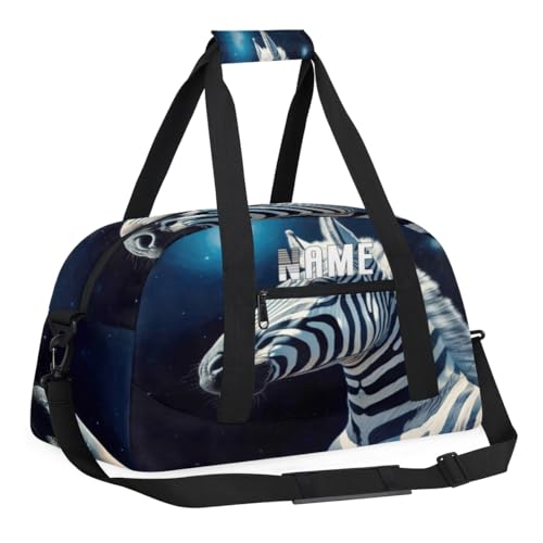 Reisetasche für Kinder, Zebra-Tiere, Sternenhimmel, personalisierbar, für Teenager, Jungen, Fitnessstudio, Fußball, Handgepäck, Maletas, Para Niños, individuelle Turn-, Tanz- und Balletttasche für von cfpolar