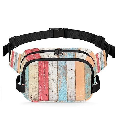 Retro Old Wooden Planks Texture Fanny Pack for Men Women, Fashionable Crossbody Belt Bags Square Waist Pack with Adjustable Strap for Travel Hiking Workout Cycling Running von cfpolar