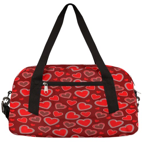 Rote Liebe Herz Diamanten Kinder Duffle Bag Mädchen Tanztasche Leicht Wasserabweisend Faltbar Sport Gym Bag Weekender Übernachtung Übernachtung Handgepäck Reisetasche für Jungen Mädchen von cfpolar