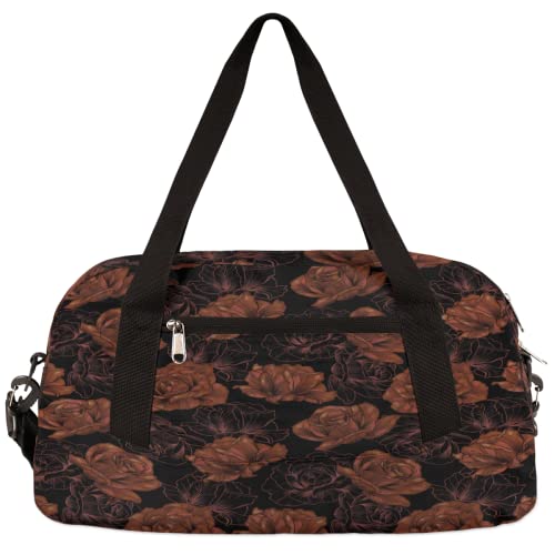 Rote Rose Floral Kinder Duffle Bag Mädchen Tanztasche Leicht Wasserabweisend Faltbar Sport Gym Bag Weekender Übernachtung Übernachtung Handgepäck Reisetasche für Jungen Mädchen von cfpolar