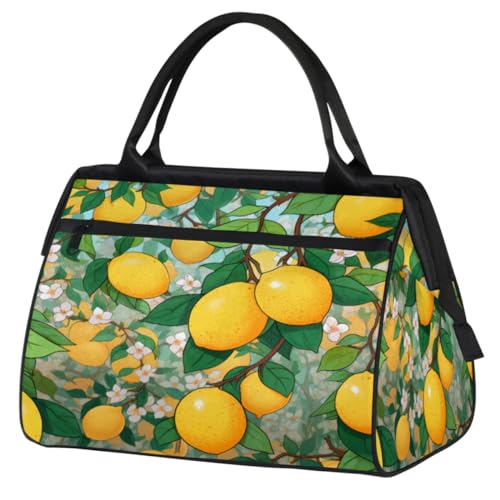 Sommer Zitrone Blumen Turnbeutel für Damen Herren, Reise Sport Duffel Bag mit Trolleyhülle, wasserdichte Sport Gym Bag Weekender Übernachtung Tasche Carry On Tote Bag für Reisen Gym Sport, Sommer von cfpolar