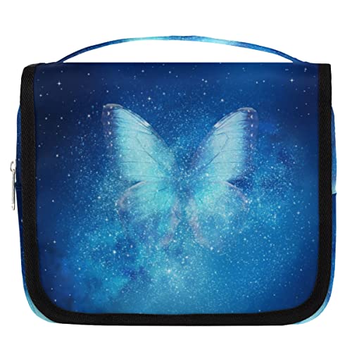 Space Butterfly Kulturbeutel zum Aufhängen, tragbare Make-up-Kosmetiktasche für Frauen mit Aufhängehaken, wasserabweisender Kulturbeutel, Organizer für Toilettenartikel, Dusche, Badezimmer, von cfpolar