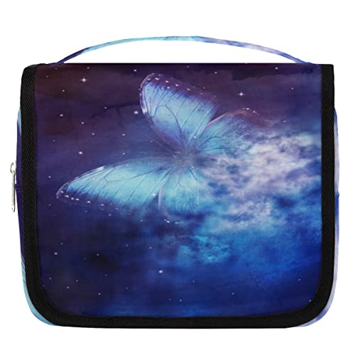 Space Galaxy Schmetterling hängende Reise-Kulturtasche, tragbare Make-up-Kosmetiktasche für Frauen mit Aufhängehaken, wasserabweisendes Toilettenartikel-Set, Organizer für Toilettenartikel, Dusche, von cfpolar