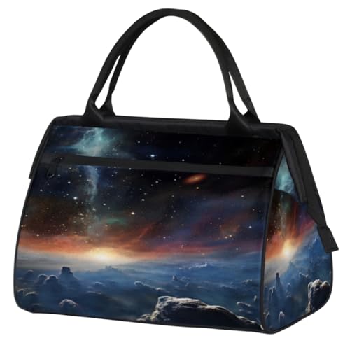 Space Galaxy Sternenhimmel Turnbeutel für Damen Herren, Reise Sport Duffel Bag mit Trolleyhülle, wasserdichte Sport Gym Bag Weekender Übernachtung Tasche Carry On Tote Bag für Reisen Gym Sport, Space von cfpolar