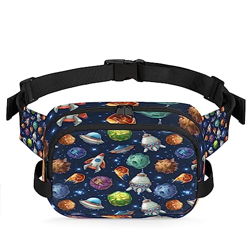 Space Planets Spaceships Rocket Fanny Pack for Men Women, Fashionable Crossbody Belt Bags Square Waist Pack with Adjustable Strap for Travel Hiking Workout Cycling Running von cfpolar