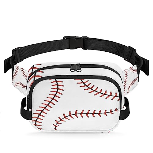 Sport Baseball rote Nähte Bauchtasche für Männer Frauen, wasserdichte Reise quadratische Hüfttasche Pack, Crossbody Brustgurt Bauchschlinge Schultertasche Geldbörse für Reisen Wandern Radfahren von cfpolar