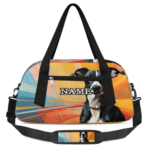 Sporttasche, Motiv: lustiger Hund, bemalt, Ölgemälde, personalisierbar, für Fitnessstudio, Sport, Teenager, Reisen, Gymnastik, Wochenender, Übernachtungstasche, Handgepäcktasche für Jungen und von cfpolar