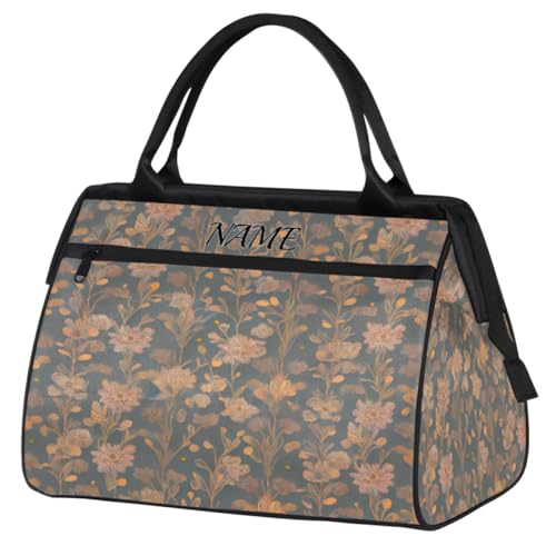 Sporttasche mit Blumenmuster, Vintage-Druck, für Damen, mit individuellem Namen, Handgepäck, Turnbeutel, personalisiertes Zubehör, große Tragetasche, Wochenendtasche, Damen, Strand, wasserdichte von cfpolar