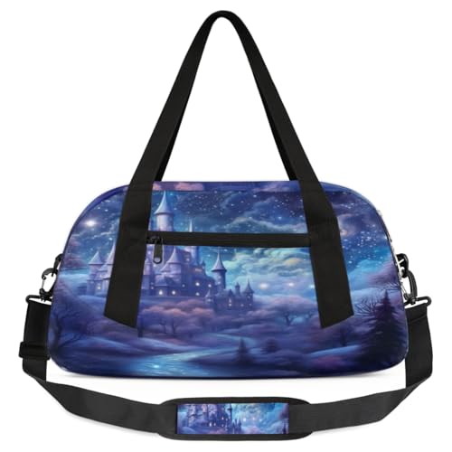 Starry Sky Castle Kinder-Reisetasche, leicht, wasserabweisend, faltbar, Sporttasche, Wochenender, Übernachtung, Handgepäcktasche für Schule, Übung, Reisen, Jungen und Mädchen, Mehrfarbig von cfpolar