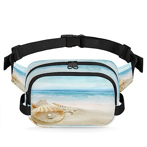 Strandmuschel Perle Fanny Pack für Männer Frauen, wasserdichte Reise Quadratische Hüfttasche Pack, Crossbody Brustgurt Bum Sling Schultertasche Geldbörse für Reisen Wandern Radfahren Laufen, Multi117, von cfpolar