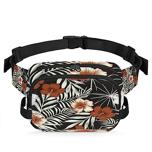 Summer Plant Bauchtasche mit roten Blumen und Blättern für Männer und Frauen, wasserdicht, für Reisen, Wandern, Radfahren, Laufen, Multi104, 9x2.5x6.1 in von cfpolar